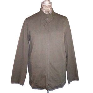 Eileen Fisher Jacket Medium Stretch Drawstring Waist Zip Up Long Sleeve Gray